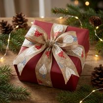 Artikel Dekoband Jute-Optik Weihnachtswichtel 60mm 10m Braun