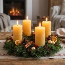 Artikel Rustikale Stumpenkerzen 70x140mm Gelb Durchgefärbt für Adventskranz und Windlicht, 4er Set