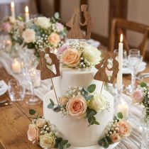 Artikel Blumenstecker Hochzeitspaar Holz Dekostecker Natur 28,5cm 14 Stück