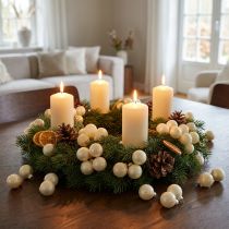 Artikel Mini Weihnachtskugeln aus Glas am Draht Ø25mm Creme, 140 Stück