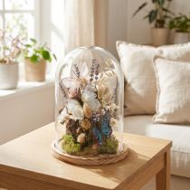Artikel Glasglocke mit Holztablett Ø17cm H24cm aus Klarglas und Naturholz