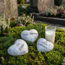 Artikel Herz aus Polyresin mit Schrift, Grau, 5,5 cm, 6 Stück