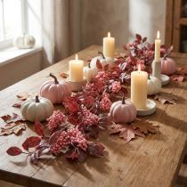 Artikel Herbstdeko Blättergirlande mit Rosa Blättern und Beeren 125cm