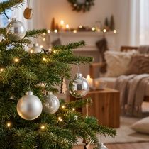 Artikel Christbaumkugeln Silber Glas 8,5 cm x 7,5 cm 12 Stück