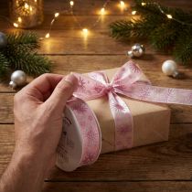 Artikel Organza Geschenkband mit Sternen Rosa 25mm x 20m Weihnachtsdeko