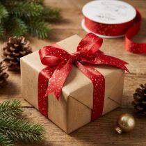 Artikel Polyester Weihnachtsband mit goldenen Sprenkeln 25mm x 20m Rot