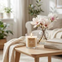 Artikel Duftkerze im Glas Naturwachs Magnolie 85×70 mm mit Holzdeckel