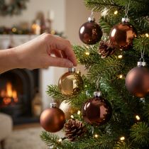 Artikel Weihnachtskugeln Glas 24 Stück Ø 4 cm Gold Braun Apricot