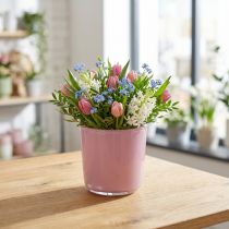Artikel Blumenübertopf aus Glas Ø7,8 H8cm Altrosa