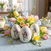 Artikel Keramik Deko-Ostereier Weiß 12cm mit Blumendekor 3er-Set