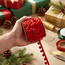Artikel Dekoband Polyester Pompom-Band Rot 20mm x 15m