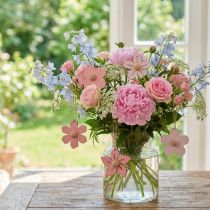 Artikel Holzblumen Hängedeko Rosa 24 Stück 4,5 cm
