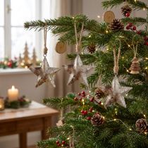 Artikel Hängedekoration Stern Weihnachten aus Metall Silber 11 cm 3er-Set