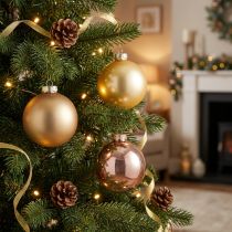 Artikel Glaskugeln Weihnachten Gold und Rosa matt & glänzend 7,5cm 12 Stück