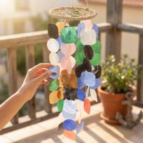 Artikel Windspiel aus Capiz-Muscheln Ø14,5 cm, Länge 55 cm, bunt