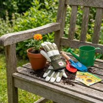 Artikel Kinder-Gartenhandschuhe aus Baumwolle und Polyurethan - Größe 6, Grün-Weiß