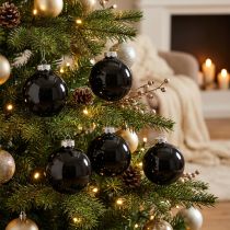 Artikel Weihnachtskugeln Glas Schwarz Ø7,5cm 12 Stück