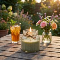Artikel Duftkerze im Glas mit Deckel Citronella 11,5 cm Olivgrün