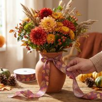 Artikel Dekoband aus Polyester mit Herbstlaub-Motiv 40 mm x 15 m Lila