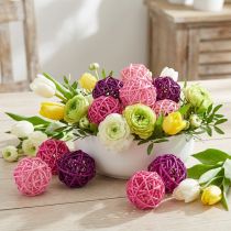 Artikel Rattanbälle 5cm Ø in Rosa, Pink und Lila, Set aus 24 Stück