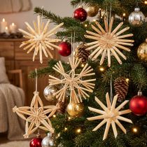 Artikel Christbaumschmuck aus Stroh, 25-teilig, Ø 5-6 cm, Naturfarbe