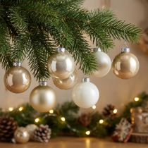 Artikel Christbaumkugeln Mini-Set aus Glas 24 teilig Weiß und Perlmutt Ø4cm