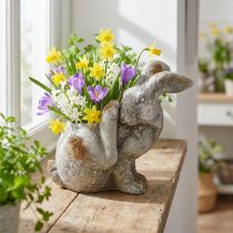 Artikel Beton-Blumentopf Hase Antik Grau 33,5x17x29,5cm für Innen- und Außendekoration