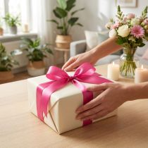 Artikel Geschenk- und Dekorationsband aus Polyester 10mm x 50m Pink