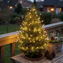Artikel LED Lichterkette Cluster 144 LEDs Warmweiß mit Timer 130cm Schwarz