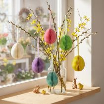 Artikel Ostereier aus Wabenpapier zum Aufhängen 8 cm bunt 6er Set
