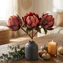 Artikel Deko-Protea künstlich, Kunstblumen, rotorange, 34 cm, 3 Stück