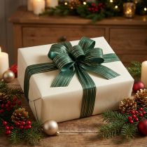 Artikel Kräuselband Geschenkband Polyester Grün Goldstreifen 5mm x 250m