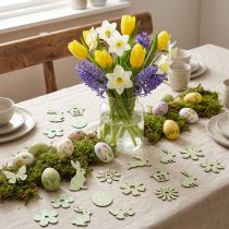 Artikel Holz-Streuteile Frühling Ostern Grün 2–4 cm, 64 Stück, 12 Motive