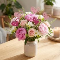 Artikel Holz-Blumenstecker Herz Rosa und Pink 7 cm 12 Stück für Dekoration