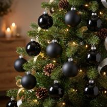 Artikel Mini-Christbaumkugel, Baumschmuck-Mix, Weihnachtskugeln Schwarz H4,5cm Ø4cm Echtglas 24 St