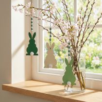 Artikel Osterdeko Anhänger Hasen aus Holz, 28 cm, Grün, Hellgrün, Weiß, 3er-Set
