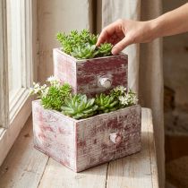 Artikel Pflanzkasten Holz Shabby Chic Set Rot-Weiß 2 Größen