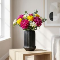 Artikel Schwarze Keramikvase mit Rillen Ø13cm H20cm