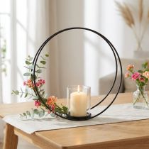 Artikel Dekoring Kerzenhalter Metall Schwarz Ø35cm mit Glaszylinder