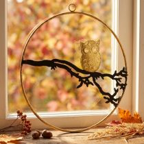Artikel Metall-Dekoring mit goldener Eule und schwarzem Ast, 22 cm