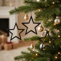 Artikel Weihnachtsdeko Stern Anhänger Schwarz Glitter 7,5 cm 40 Stück