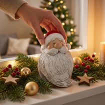 Artikel Weihnachtsmann Figur aus Polyresin, 15 cm, Rot-Weiß, glitzernde Oberfläche