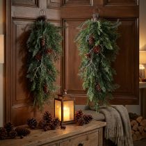 Artikel Künstliche Weihnachtszweige mit Zapfen, 60 cm, Grün-Braun, Kunststoff