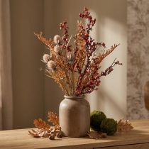 Artikel Kunstpflanzen Herbstbund aus Disteln, Beeren und Farn 65cm orange-rot