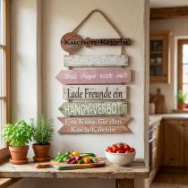 Artikel Deko-Schild Holz Küchenregeln 38 × 49 cm Braun Weiß Grün Rosa