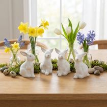 Artikel Keramik Hase Osterdekoration Weiß Gold 7,5 cm 4er-Set