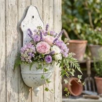 Artikel Shabby Chic Wandschale aus Metall, halbrund, 24 × 10 × 47 cm, Weiß