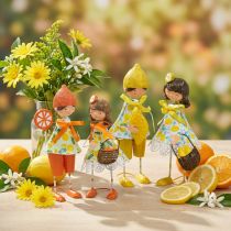 Artikel Sommerliche Figuren Zitronen und Orangen, Metall, Polyresin, H17/18cm, 4-teilig