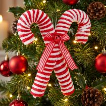 Artikel Deko-Zuckerstangen Anhänger aus Stoff, rot-weiß, 28 cm