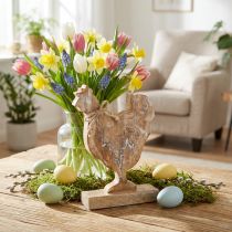 Artikel Holzfigur Huhn Weiß Gewaschen 26 cm Frühling Osterdekoration